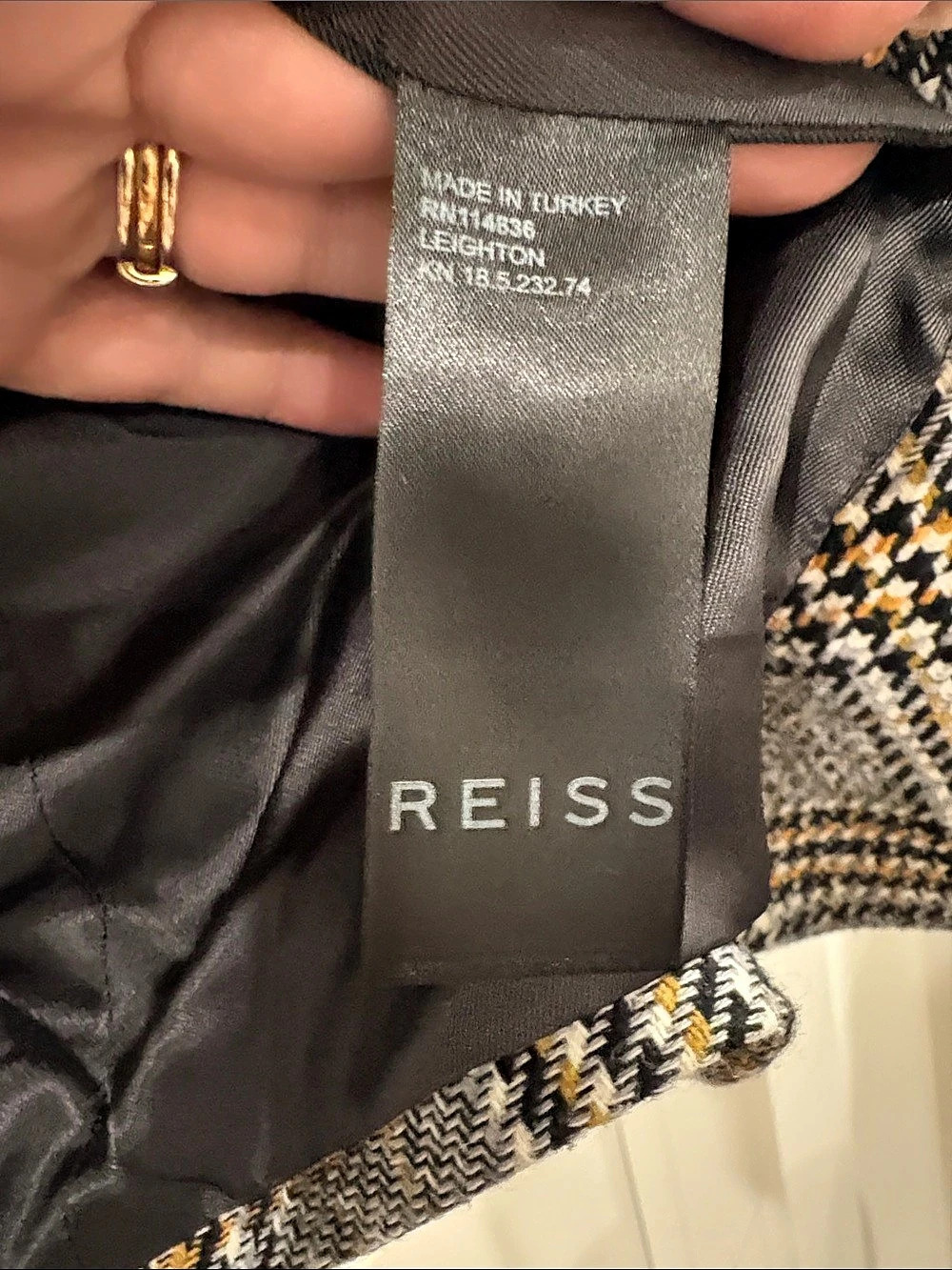 Reiss Leighton Blazer Plaid Gray & Black UK 10 - Picture 3 of 4